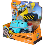 Spin Master Rubble & Crew - Motors Mega-Hammer-Baufahrzeug mit Motor-Figur, Spielfahrzeug mit Baggerschaufel, Schweißbrenner, Schraubenzieher, Schraubenschlüssel und Rubble Hundefigur