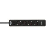 Brennenstuhl Ecolor Steckdosenleiste 4-fach, 2x USB-C weiß/schwarz, 1,5 Meter Kabel, USB-C, mit Sicherheitsschalter