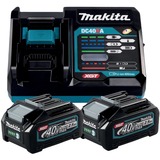 Makita Power Source Kit Li 40V 2,5Ah, Ladegerät schwarz/blau, 2x Akku BL4025, 1x Schnellladegerät DC40RA