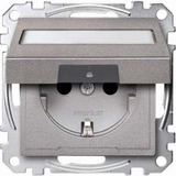 Merten Schutzkontaktsteckdose mit Klappdeckel und Schriftfeld aluminium, Retail