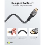 goobay Plus High-Speed-HDMI-Kabel mit Ethernet, 4K @ 60Hz grau, 5 Meter