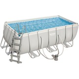 Bestway Power Steel Frame Pool-Set, 412cm x 201cm x 122cm, Schwimmbad hellgrau, mit Filterpumpe