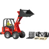 bruder 02191 Schäffer Hoflader 2034 mit Figur und Zubehör, Modellfahrzeug rot/schwarz
