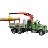 bruder 02824 MACK Granite Holztransport-LKW, Modellfahrzeug grün, mit 3 Baumstämmen