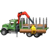 bruder 02824 MACK Granite Holztransport-LKW, Modellfahrzeug grün, mit 3 Baumstämmen