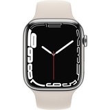 Apple Watch Series 7, Smartwatch silber/beige, 45 mm, Sportarmband, Edelstahl-Gehäuse, LTE