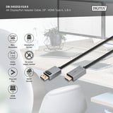 Digitus Adapterkabel DisplayPort > HDMI, UHD 4K schwarz, 1,80 Meter