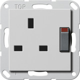Gira Steckdose British Standard geschaltet mit Shutter grau, Retail
