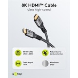 goobay Plus Ultra High-Speed HDMI-Kabel, 8K @ 60Hz grau, 1 Meter