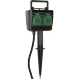 Brennenstuhl Garten-Steckdose mit Erdspieß, 4-fach, Steckdosenleiste schwarz, 10 Meter