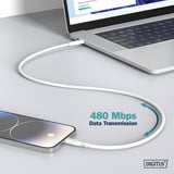 Digitus USB 2.0 Silikon-Kabel USB-A > Lightning, MFI zertifiziert weiß, 1 Meter, PD, Laden mit bis zu 12 Watt