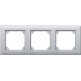 Merten Rahmen dreifach für waagerechte und senkrechte Montage aus Thermoplast, matt aluminium, Retail