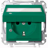Merten Schutzkontakt-Steckdose Sicherheitsversorgung mit Klappdeckel und Beschriftungsfeld grün, Retail