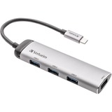 Verbatim USB-C Multiport-Hub 4xUSB 3.2, USB-Hub silber