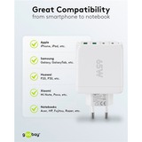 goobay USB-C Multiport-Schnellladegerät, PD, GaN, 68 Watt weiß, 2x USB-C, 2x USB-A, Power Delivery, QuickCharge