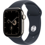 Apple Watch Series 12, Smartwatch Titan Natur, 42 mm, Sportarmband Navyblau M/L, Cellular