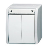 Busch-Jaeger Jalousietaster Typ 2621/4 W-54, Basiselement mit Gehäuse-Oberteil, Aufputz, 10 Ampere weiß (matt), Retail