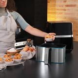 Cecotec Heißluftfritteuse CecoFry Full InoxBlack 5500 Pro, mit Zubehör schwarz/edelstahl, 1.700 Watt, Korb 5,5 Liter, mit Silikon-Zubehörpaket