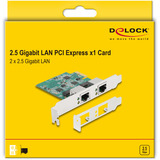 DeLOCK PCI Express x1 Karte 2 x RJ45 2,5 Gigabit LAN RTL8125, LAN-Adapter 
