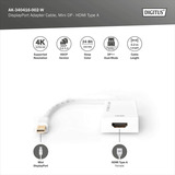 Digitus Mini DisplayPort auf HDMI Adapter / Konverter weiß, 4K, HDMI 2.0, DP 1.2, DP++ Dual-Mode
