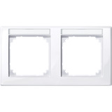 Merten Rahmen 2-fach mit Beschriftungsträger, Typ 471225, glänzend, antibakteriell weiß (glänzend), Retail