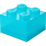 Room Copenhagen LEGO Storage Brick 4 Top Lid Glitter , Aufbewahrungsbox hellblau/transparent