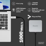 Digitus USB-A 3.2 Gen1 > RJ-45 Ethernet Kabel, 1Gbit/s, Adapter schwarz, 10 Meter, 10/100/1.000Mbit/s