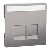 Merten Zentralplatte zweifach mit Schriftfeld und integrierten Verschlussschiebern, Abdeckung grau, Retail