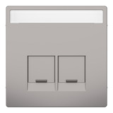Merten Zentralplatte zweifach mit Schriftfeld und integrierten Verschlussschiebern, Abdeckung grau, Retail