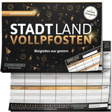 Denkriesen Stadt Land Vollpfosten - Silvester Edition, Partyspiel A5-Spielblock
