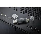 Intenso Twist Line 32 GB, USB-Stick anthrazit/transparent, USB-A 3.2 Gen 1, USB-C 3.2 Gen 1