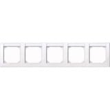 Merten Rahmen fünffach mit Beschriftungsträger weiß (glänzend), Retail