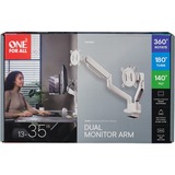 ONE FOR ALL Solid Universal-Doppelmonitorarm DM 4220, Monitorhalterung weiß, für 33 - 89cm (13" - 35") Monitore