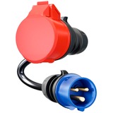 go-e Adapter für Gemini flex 11 kW, CEE rot Drehstrom 16A > CEE blau 16A schwarz, 30cm