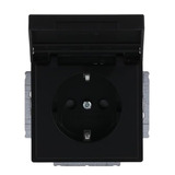 Busch-Jaeger Schutzkontakt-Steckdosen-Einsatz Schuko Typ F mit erhöhtem Berührungsschutz, Unterputz schwarz (matt), Retail