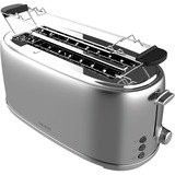 Cecotec Langschlitz-Toaster Toast&Taste 1600 Retro Double Inox edelstahl, 1.630 Watt, für 4 Scheiben Toast