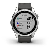 Garmin fēnix 7s, Smartwatch silber, 42 mm, graphitfarbenes Armband aus Silikon