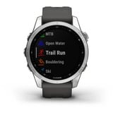 Garmin fēnix 7s, Smartwatch silber, 42 mm, graphitfarbenes Armband aus Silikon