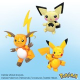 Mattel MEGA Pokémon Pikachu Evolution Set, Konstruktionsspielzeug mit 3 Actionfiguren, 159 Teile