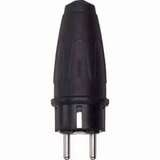 Merten Gummi-Schutzkontakt-Stecker mit deutschem und französisch/belgischem Schutzkontakt schwarz, Retail