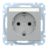 Merten Schutzkontaktsteckdose mit erhöhtem Berührungsschutz und Signallampe aluminium, Retail