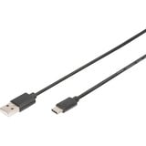 Digitus USB 2.0 Anschlusskabel USB-A > USB-C schwarz, 1,8 Meter, PD, Laden mit bis zu 15 Watt