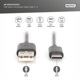 Digitus USB 2.0 Anschlusskabel USB-A > USB-C schwarz, 1,8 Meter, PD, Laden mit bis zu 15 Watt