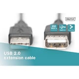 Digitus USB 2.0 Verlängerungskabel, USB-A Stecker > USB-A Buchse schwarz, 3 Meter