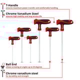 EINHELL T-Griff Schraubendreher-Set, 6-teilig rot/schwarz, Ergonomische Zweikomponentengriffe