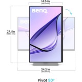 BenQ MA270U Grafik Monitor für MacBook, LED-Monitor 68.5 cm (27 Zoll), silber/schwarz, UltraHD/4K, IPS, USB-C