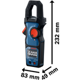 Bosch Professional Strommesszange GMC 600-15 Professional, Messgerät blau/schwarz, 2x Batterien, Tasche