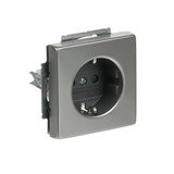 Busch-Jaeger Steckdoseneinsatz Typ 20 EUCKS-866, Steckdose CEE 7/3 mit Erdungsclips, 16 Ampere, 250 Volt edelstahl, Retail