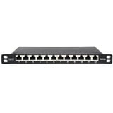 Digitus 10" Slim Patchpanel DN-91612S-SL-EA, 12-Port, Cat.6a schwarz, 0,5HE, Rack Mount, geschirmt