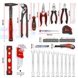 EINHELL E-Case Werkzeugkoffer Umzug , 79-teilig, Werkzeug-Set schwarz/rot